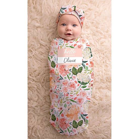 Order Itzy Ritzy® 2-Piece Peach Floral Baby Cocoon and Hat Set food online from Bed Bath & Beyond store, Lancaster on bringmethat.com