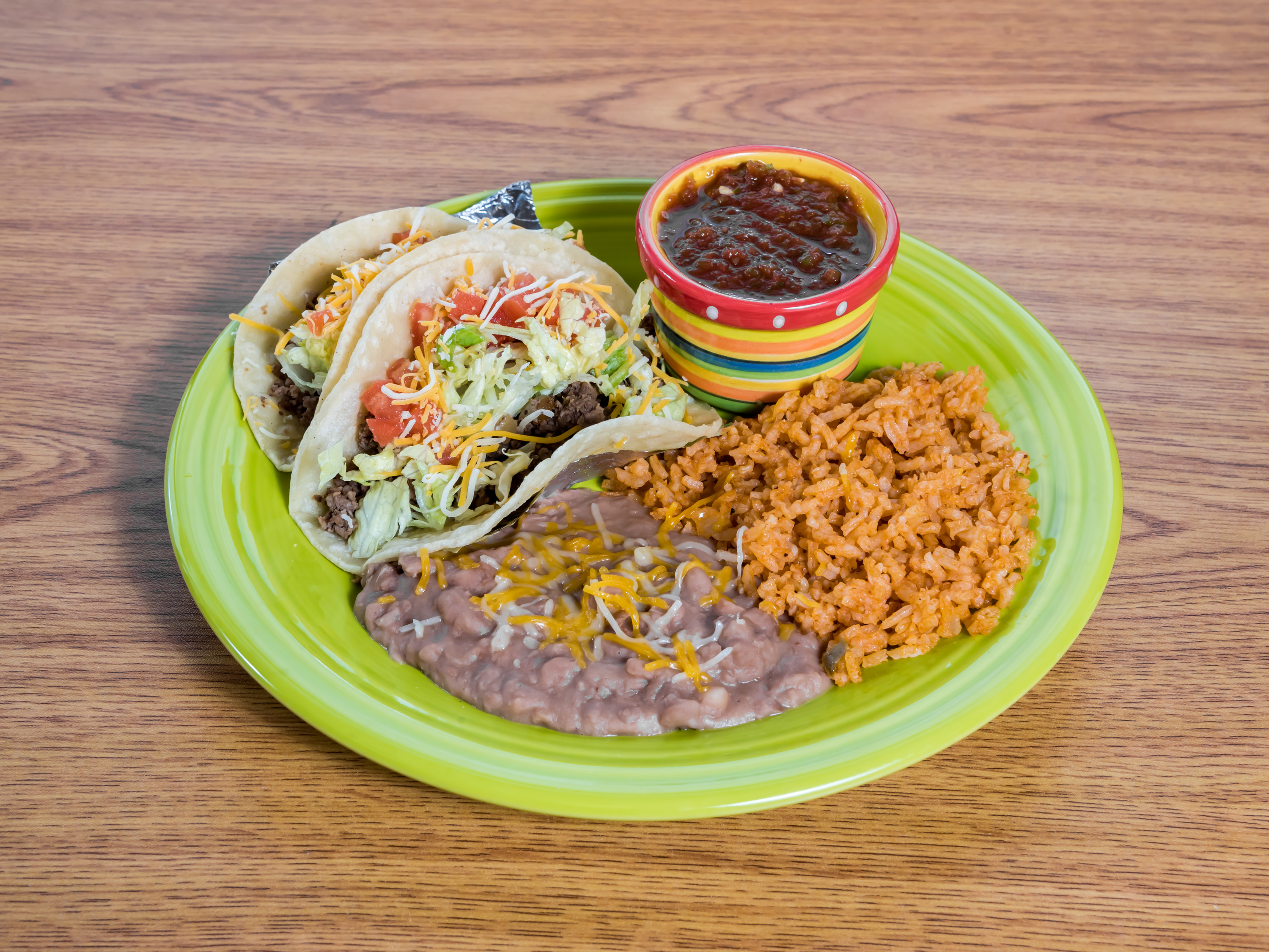 Order Taco Plate food online from Burrito Express store, Albuquerque on bringmethat.com
