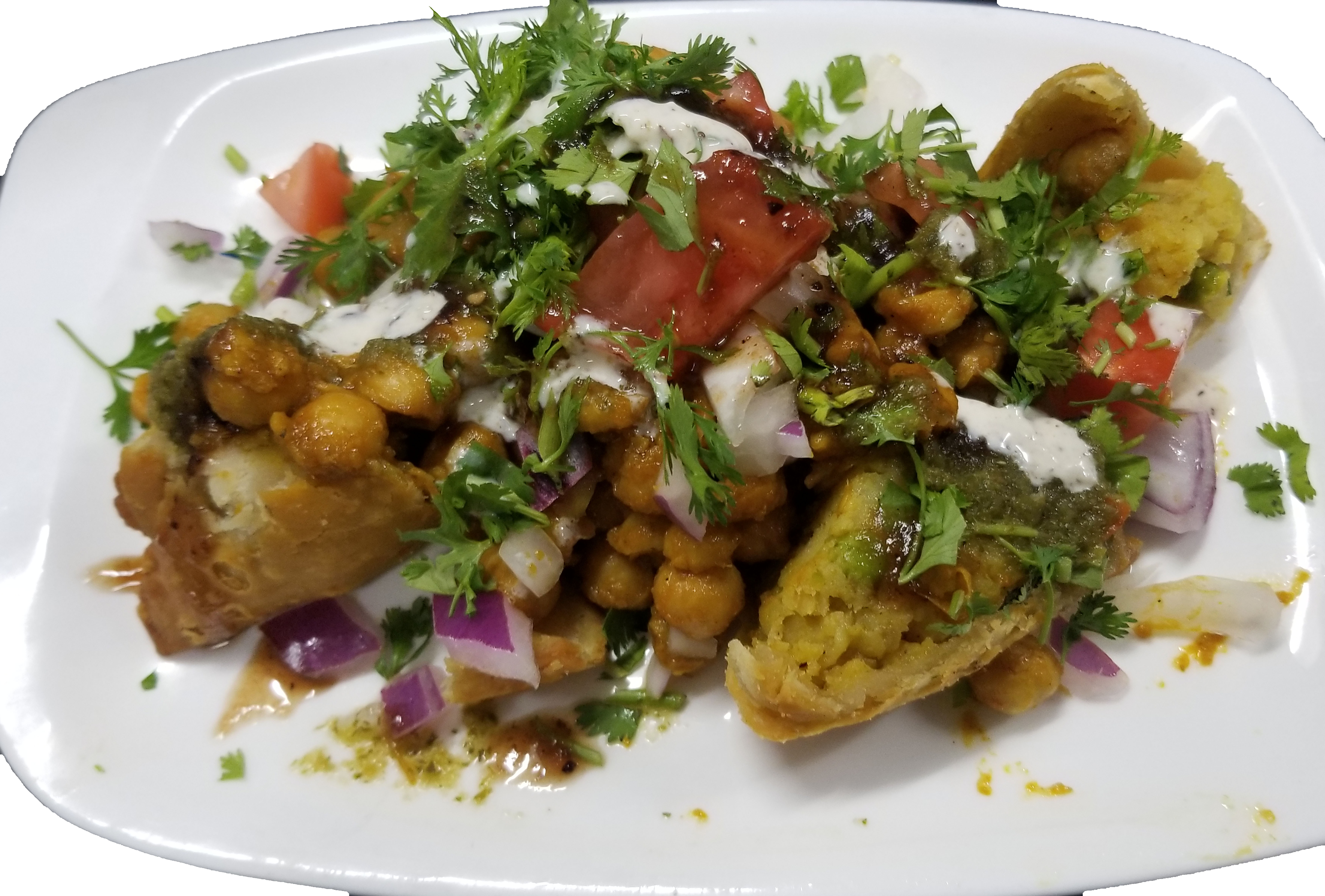 Order Samosa Chaat food online from Rajput Indian Cuisine store, Suffolk on bringmethat.com