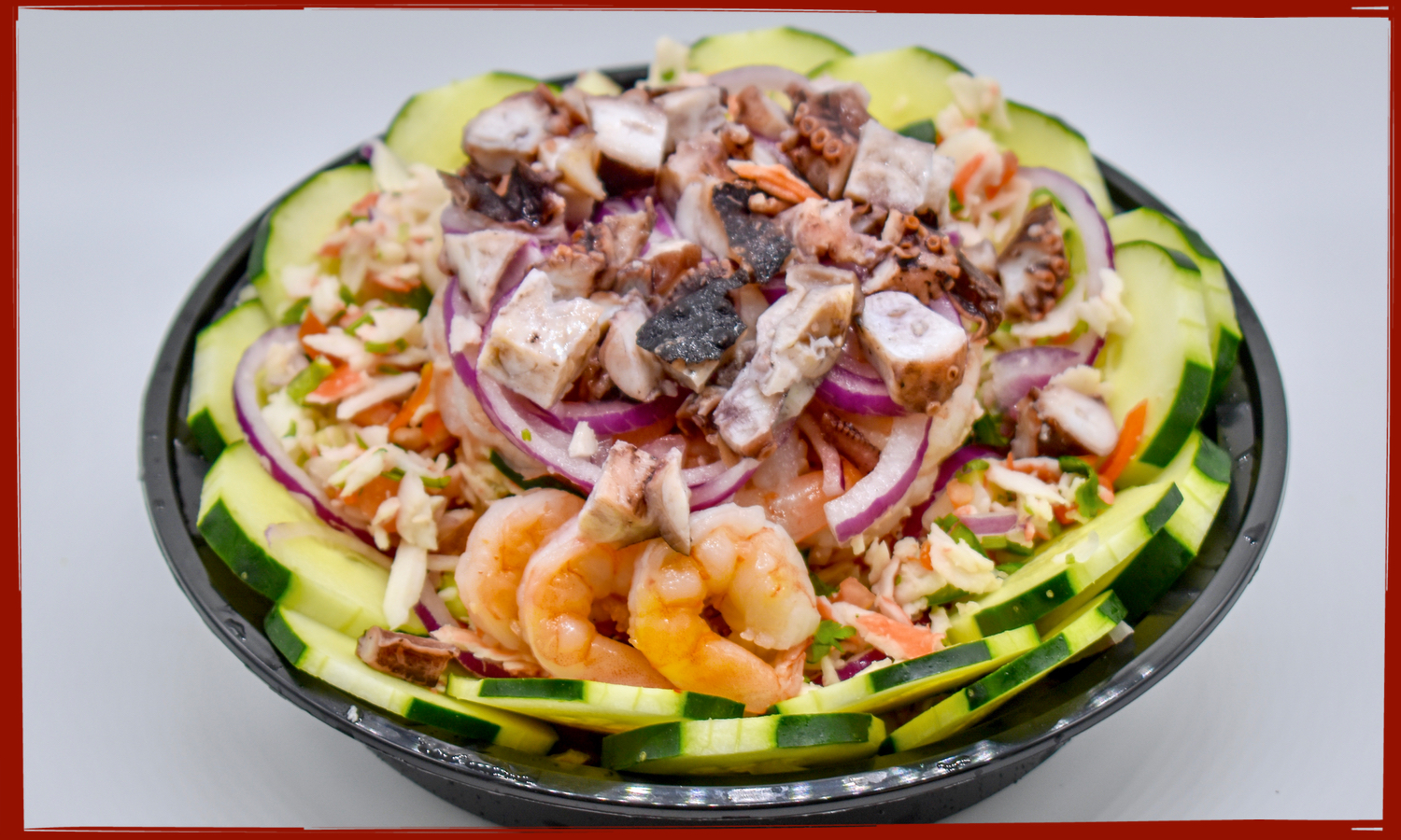Order Ceviche to Go (Fish or Crab) food online from La Bufadora Baja Grill store, Hemet on bringmethat.com