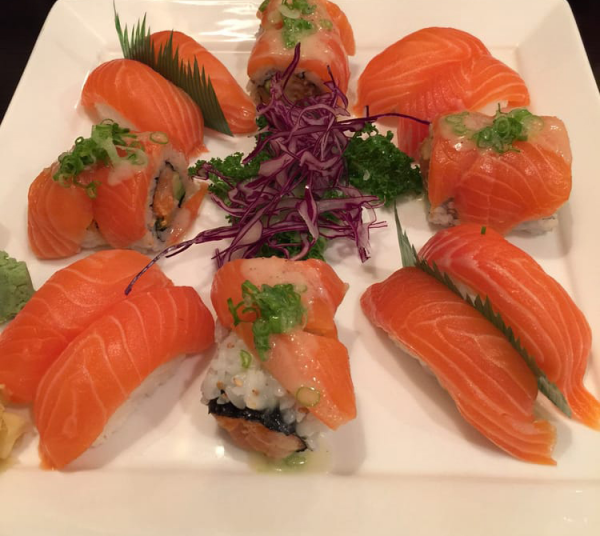 Order Salmon Lover Dinner Combo food online from Bop N Sushi store, Westwood on bringmethat.com