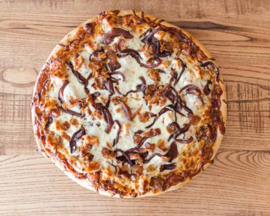 Order Bacon BBQ Chicken Thin Crust Pizza food online from Giordano store, Canton on bringmethat.com