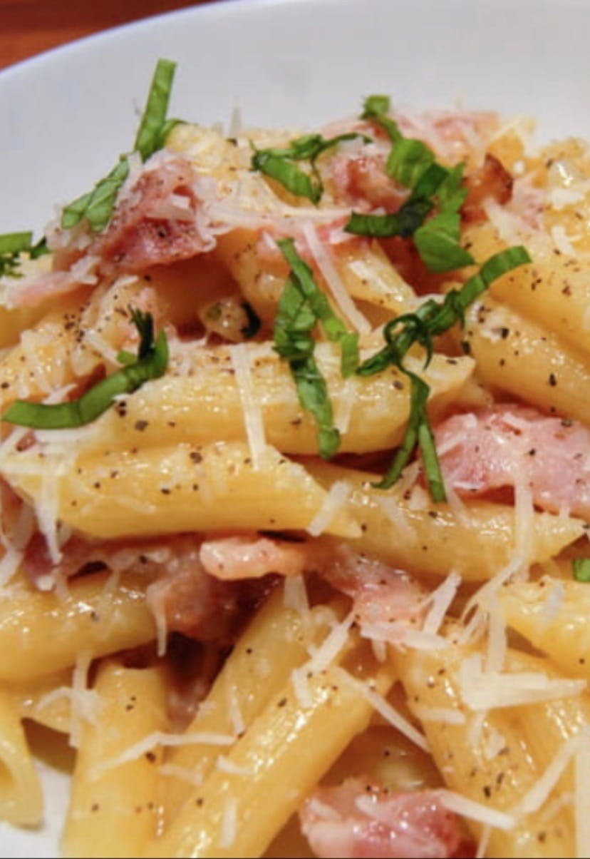 Order Penne Carbonara - Pasta food online from Il Forno store, Branchburg on bringmethat.com