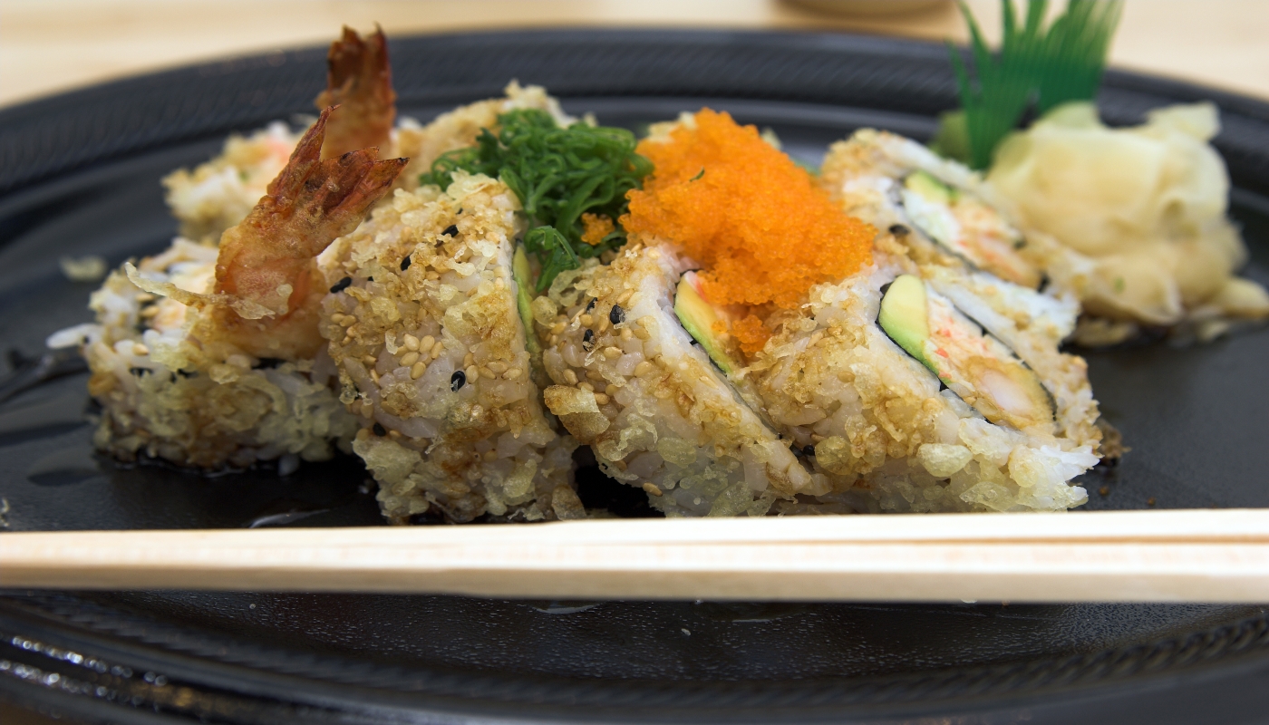 Order Shrimp Crunch Roll food online from Miyabi Sushi store, Gardena on bringmethat.com