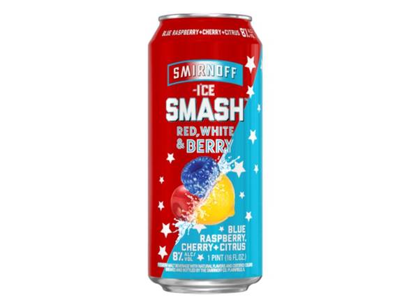 Order Smirnoff Ice Smash Red White & Berry - 16oz Can food online from Kirby Food & Liquor store, Champaign on bringmethat.com