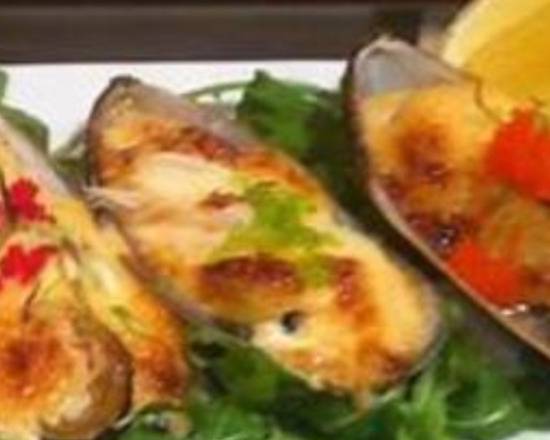 Order Baked Green Mussel food online from Sushi & Galbi store, San Diego on bringmethat.com