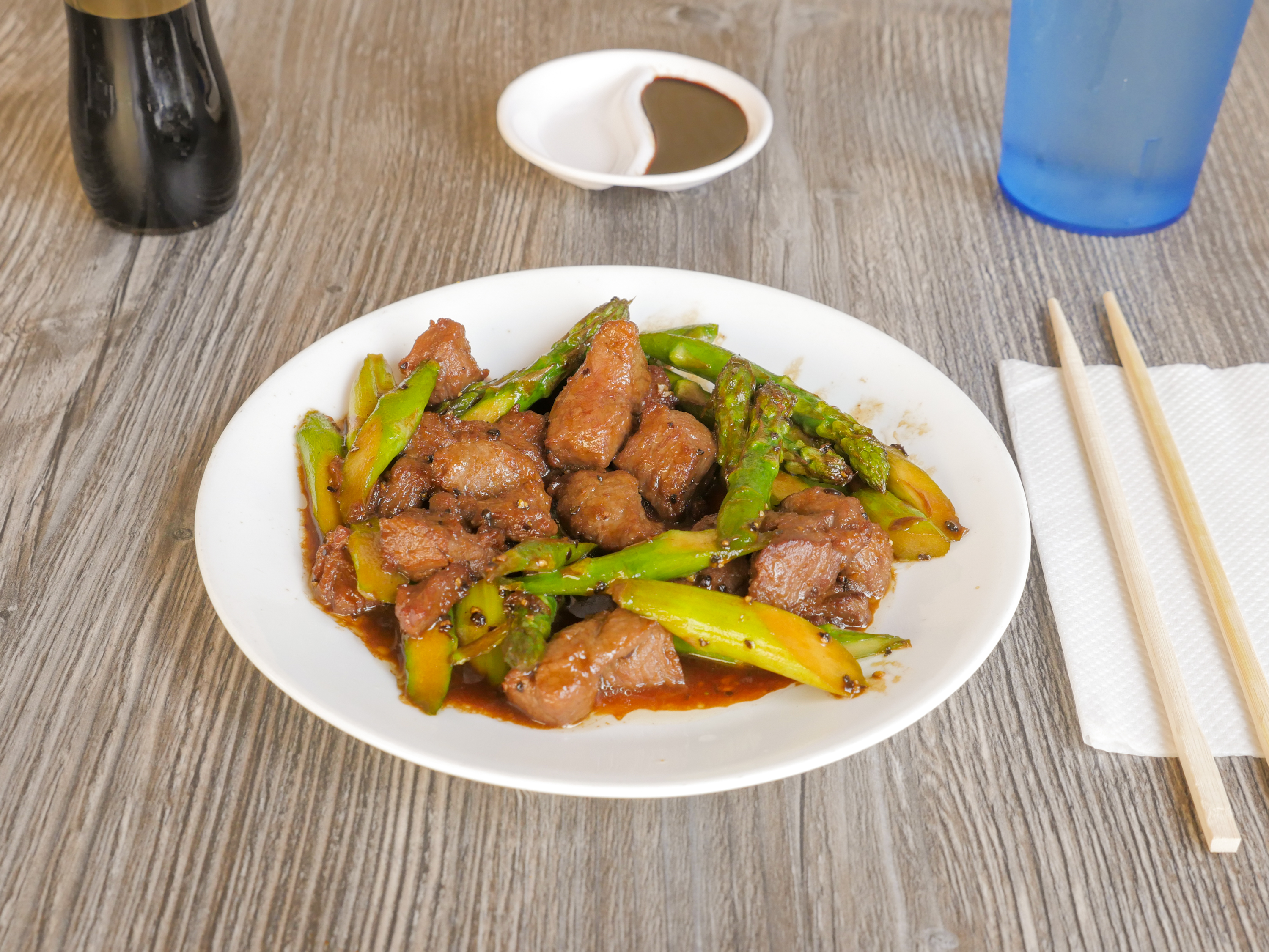 Order Beef Asparagus with Chef Special Sauces food online from California Wok store, Encino on bringmethat.com