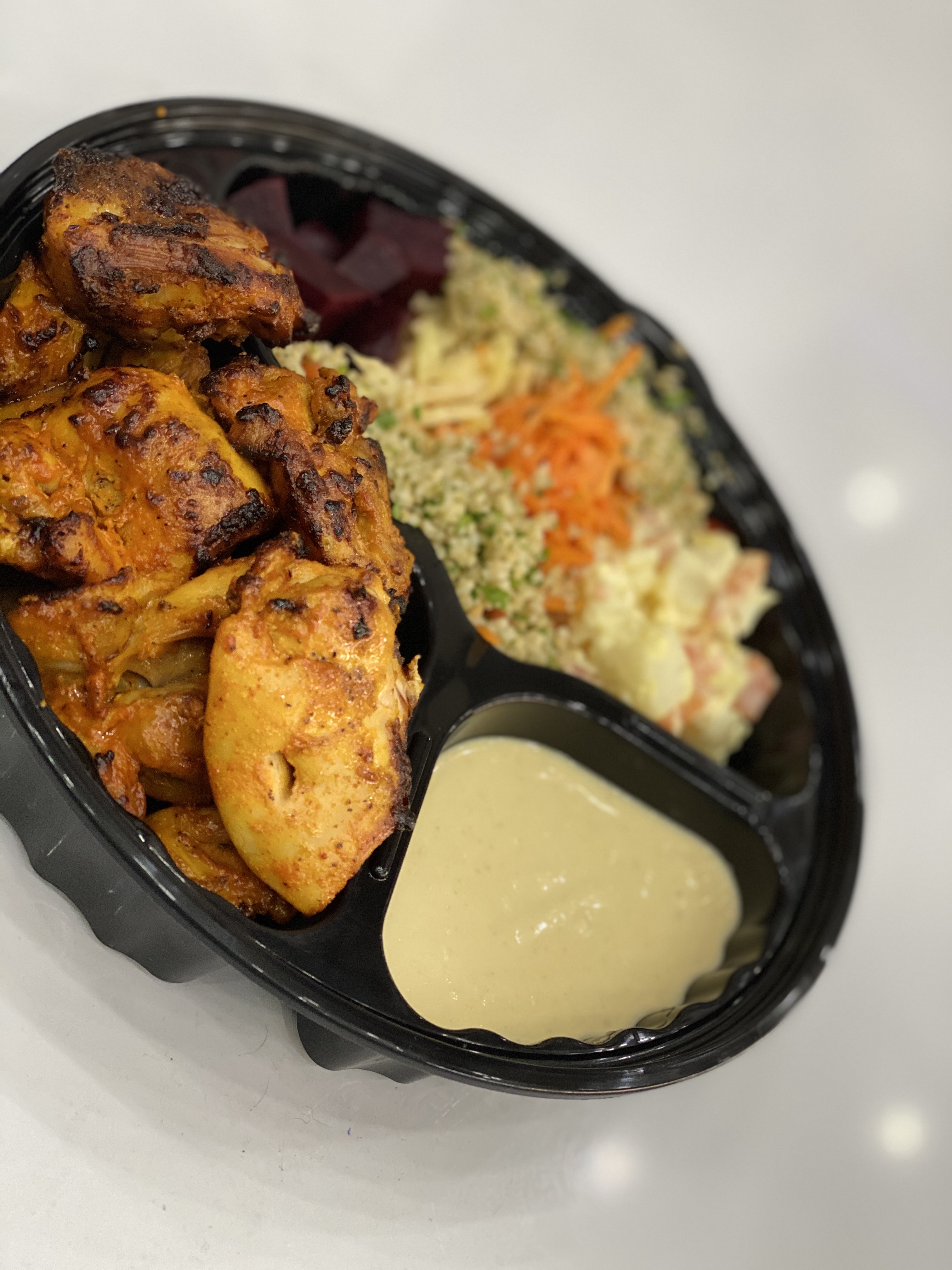 Order SPICY Tandoori Chicken Kebab Platter food online from Aladdin Grill & Rice store, New York on bringmethat.com