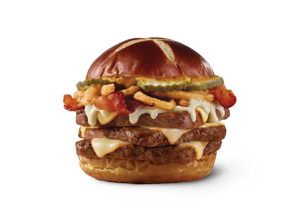 Order Pretzel Bacon Pub Triple food online from Wendys store, GAHANNA on bringmethat.com