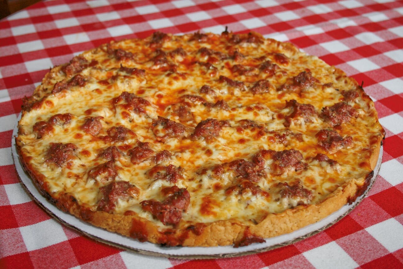 Order Cheese and Sausage Thin Crust Pizza food online from Pizano's Pizza store, Chicago on bringmethat.com