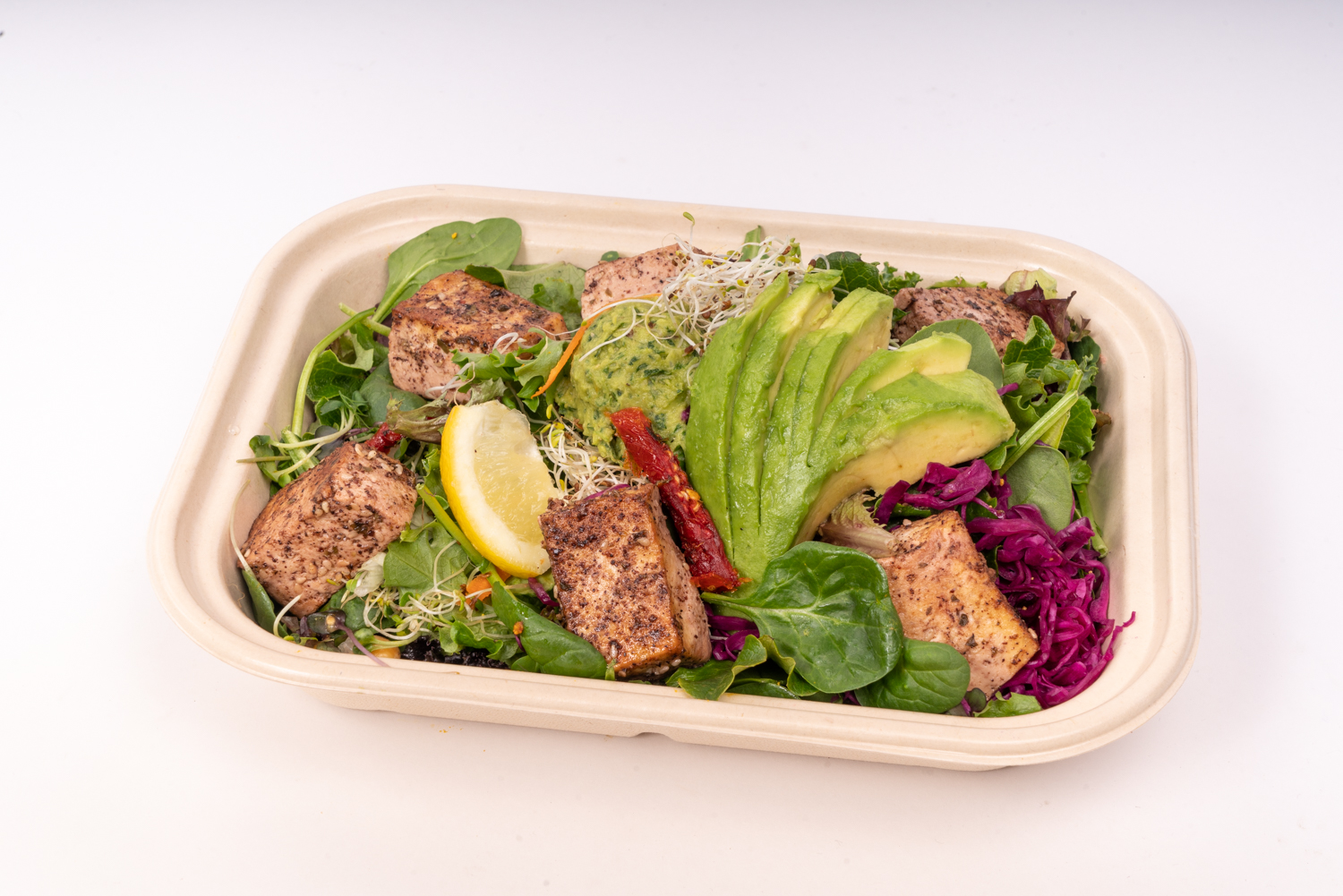 Order Tofu Zaatar Salad with Avocado  food online from Abracadabra Brooklyn store, Brooklyn on bringmethat.com