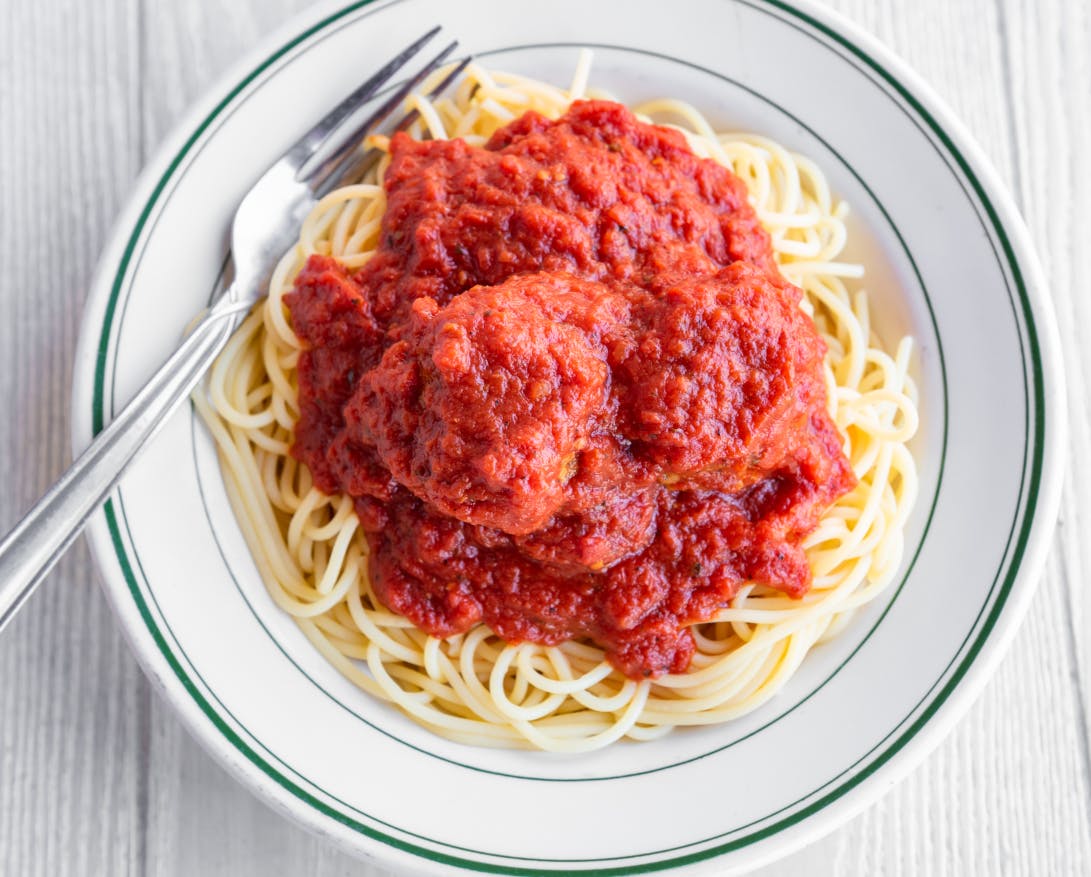 Order Pasta with Meatballs - Entree food online from Tony Pizza & Restaurant store, Tatamy on bringmethat.com