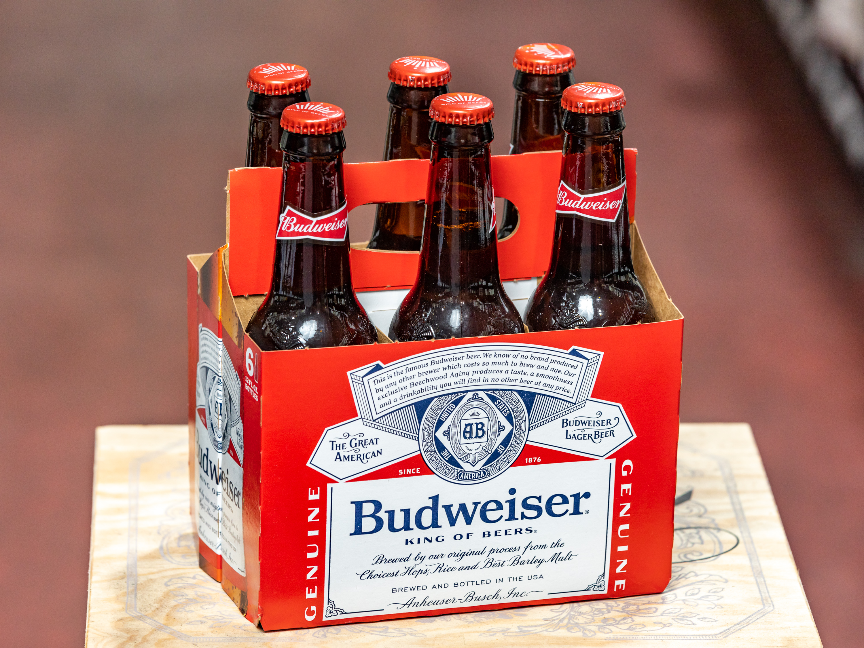 Order Budweiser, 6 Pack - 12 oz. Bottle Beer food online from R & B Cardinal store, Bridgeview on bringmethat.com