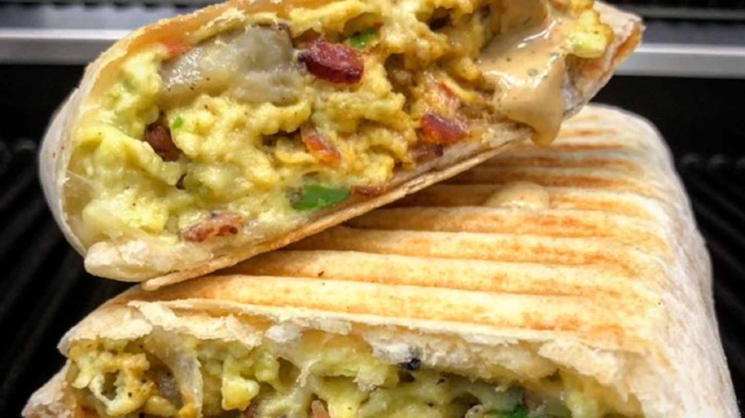 Order OHP Grilled Breakfast Burrito food online from Our Happy Place Cafe store, Corona on bringmethat.com