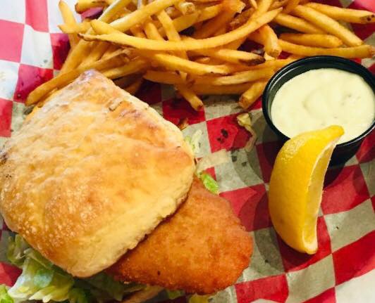 Order Fried Flounder Sandwich food online from Top Dawg Tavern store, Columbia on bringmethat.com