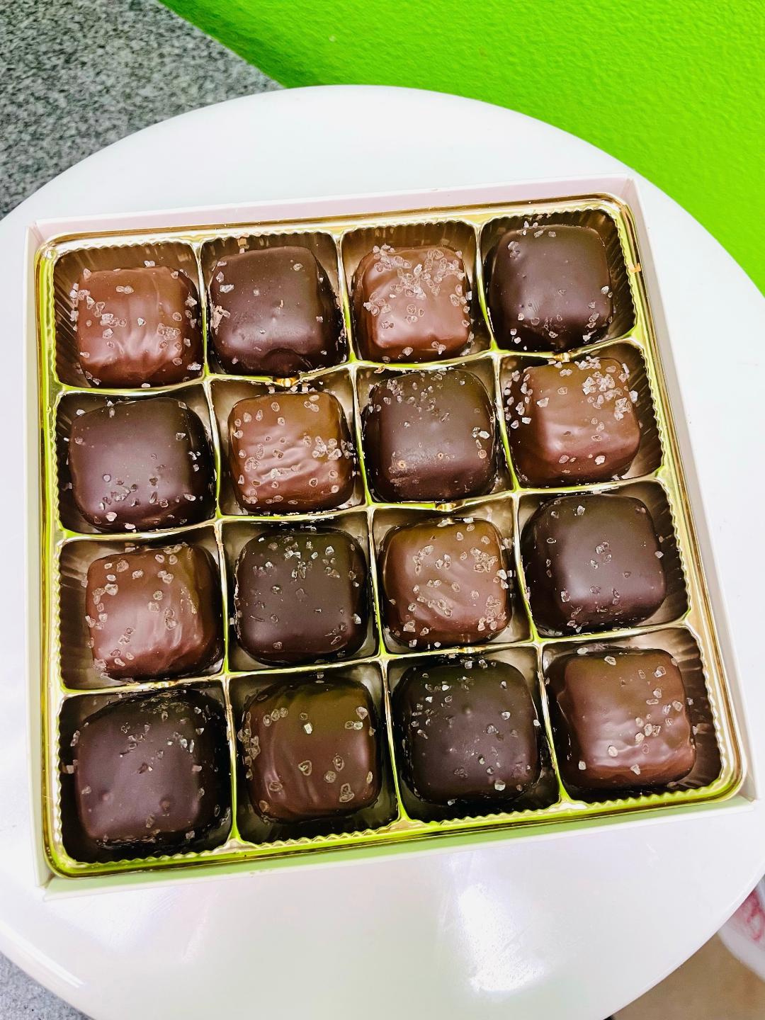 Order Sea Salt Caramels 16 pk food online from Chocolate Wishes And Treats store, Clovis on bringmethat.com