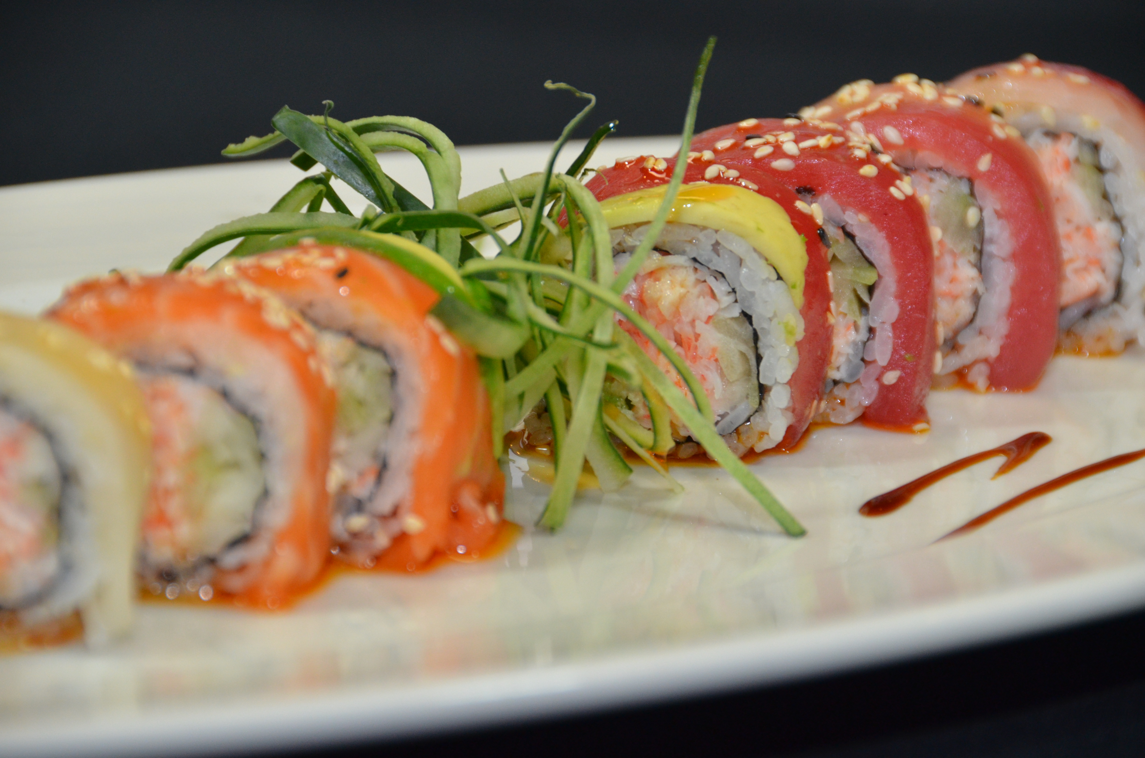 Order Rainbow Roll food online from Oriental Bistro & Grill store, Lawrence on bringmethat.com
