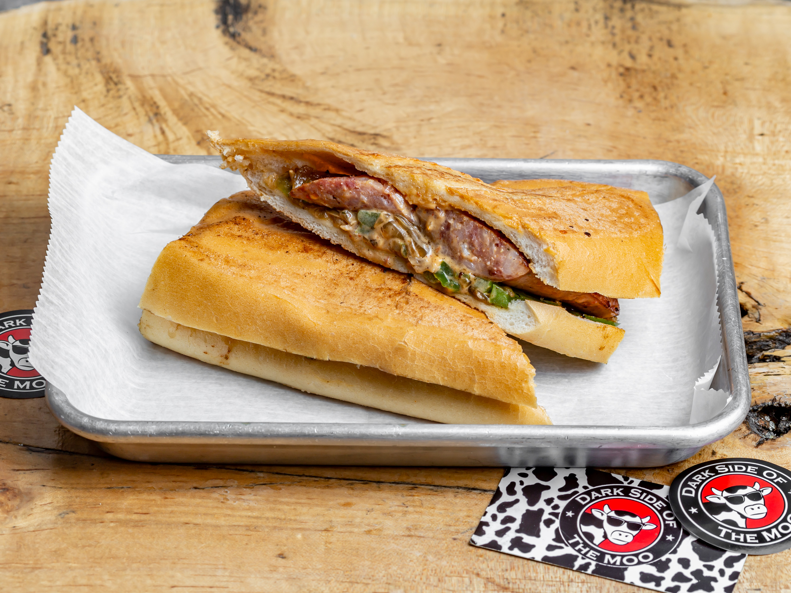 Order Smoked Alligator Sausage sandwich food online from Dark Side Of The Moo store, Jersey City on bringmethat.com