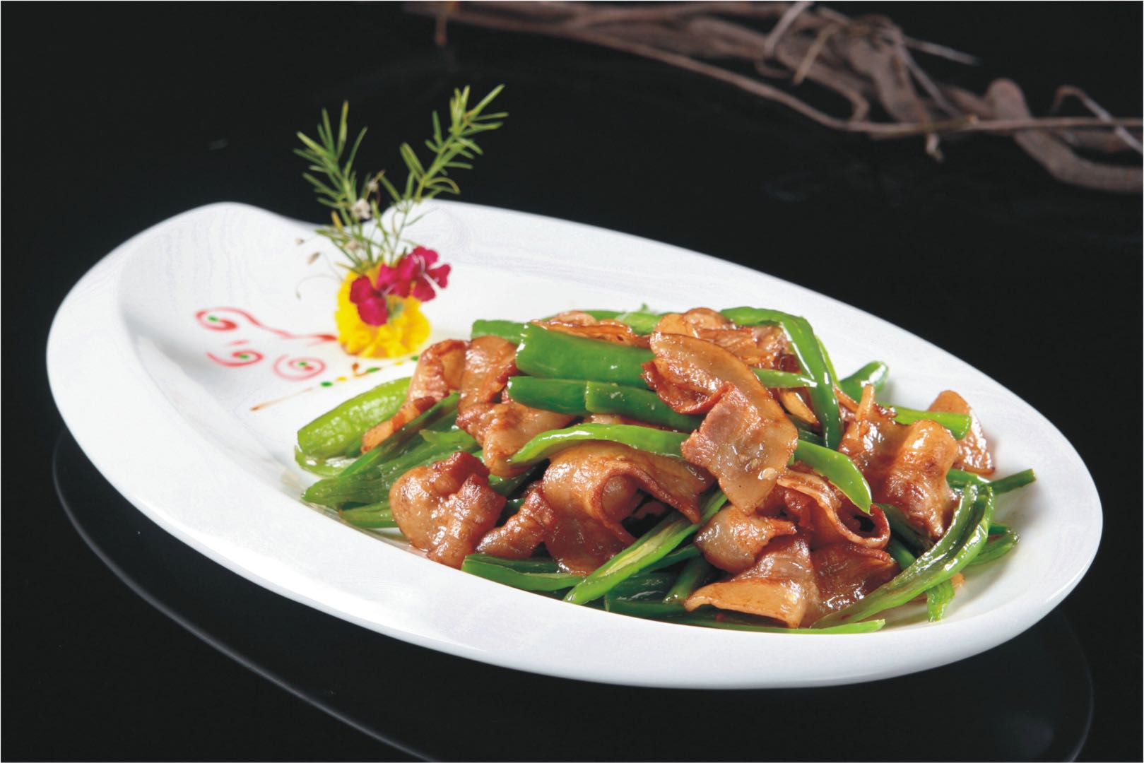 Order Stir Fry Bacon with Hot Long Pepper food online from Xun Yu Si Kao store, Edison on bringmethat.com