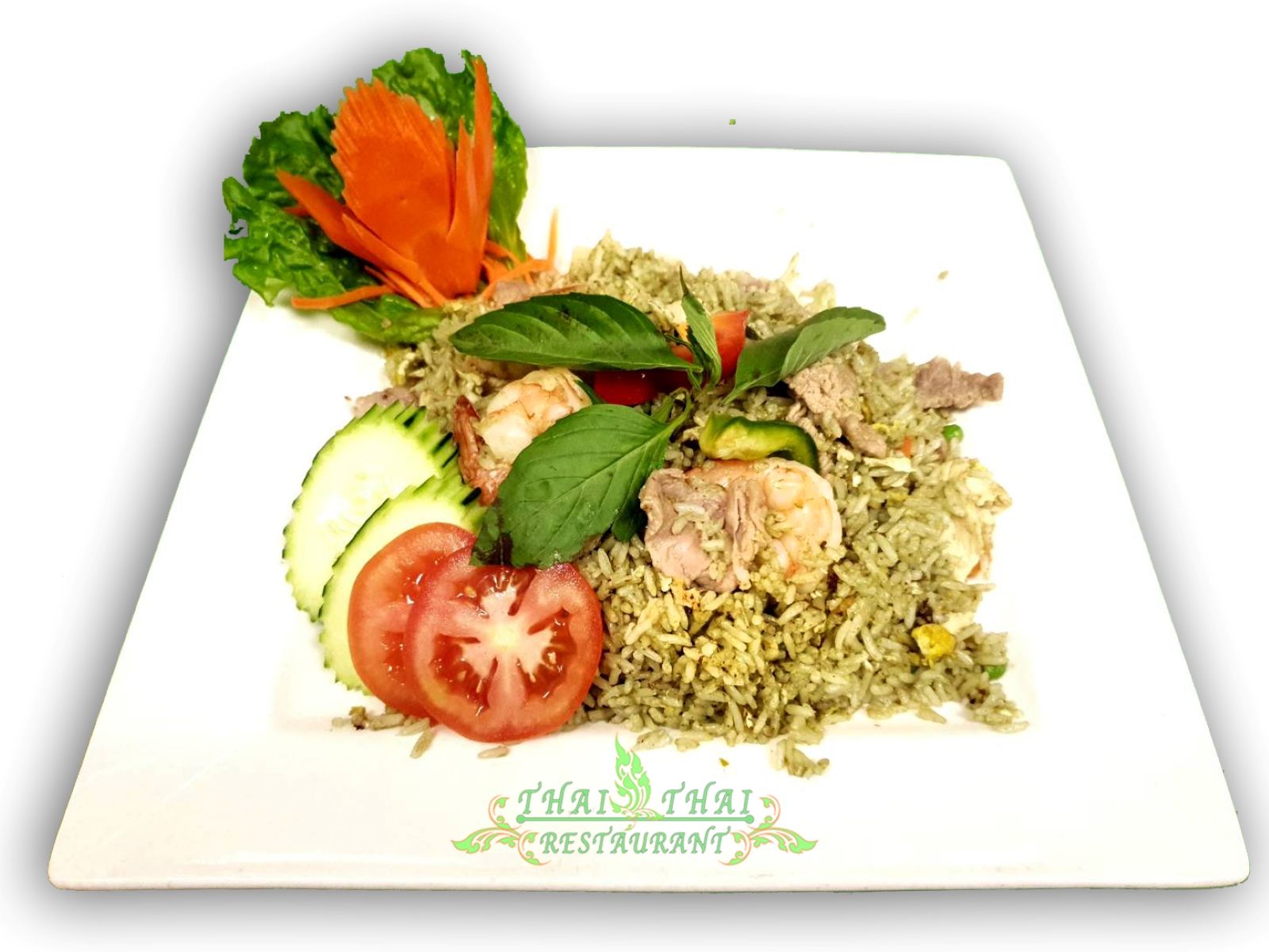Order F3. Green Curry Fried Rice food online from Thai Thai Restaurant store, Fallbrook on bringmethat.com
