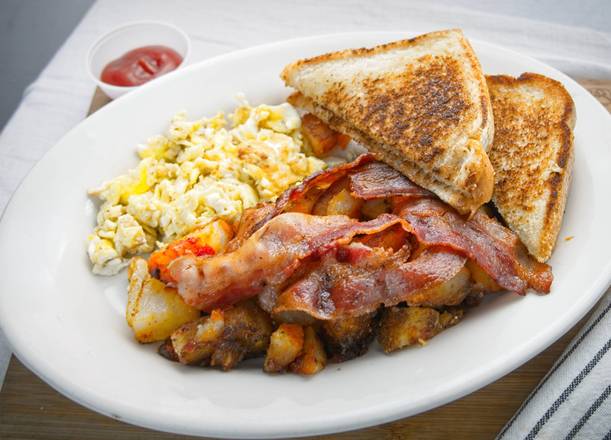 Order 2 Eggs with Cheese and Home Fries on Toast food online from Dominican Cafe store, Wilmington on bringmethat.com