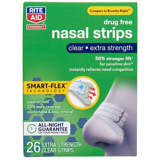 Order Rite Aid Drug Free Clear Nasal Strips Extra Strength (26 ct) food online from Rite Aid store, EAST AURORA on bringmethat.com