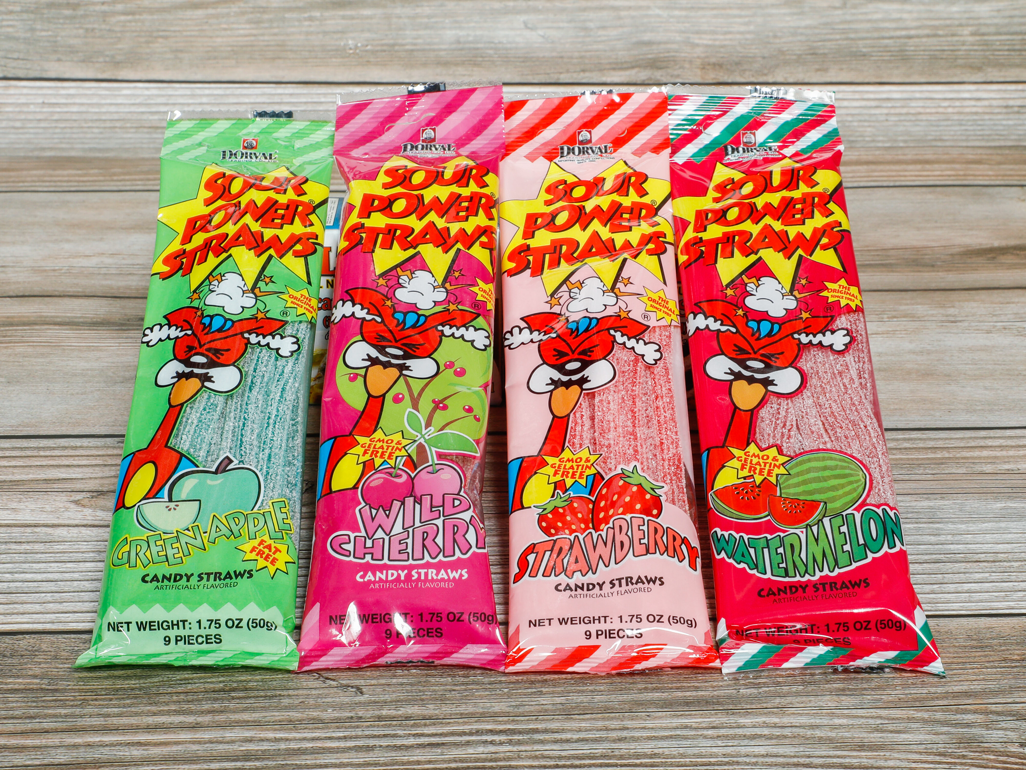 Order Sour Power Straws Strawberry 50g food online from Amigos Halal Market store, Daly City on bringmethat.com