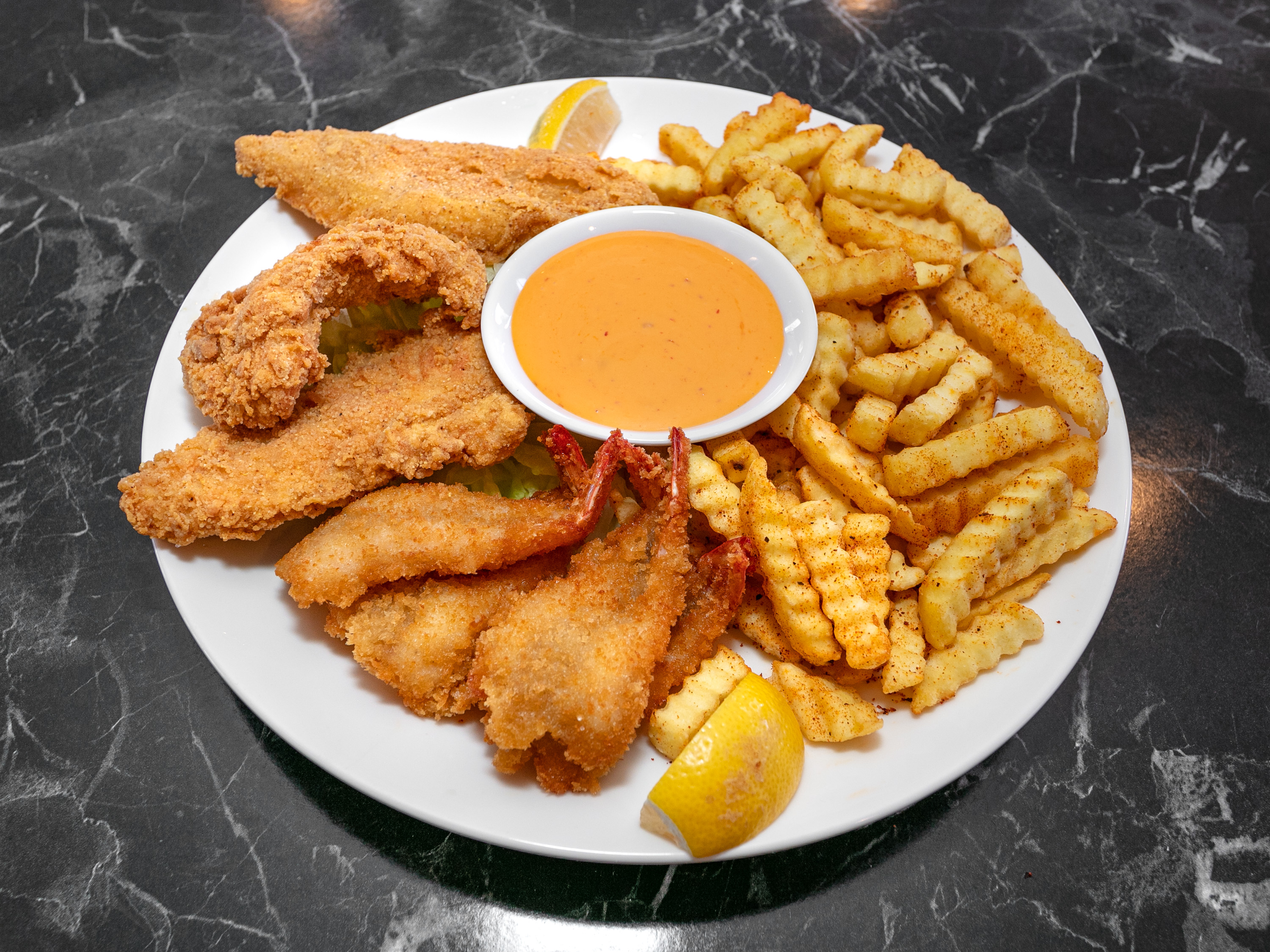 Order Fried Tilapia Basket food online from New Lucky Crab House store, Oakwood on bringmethat.com