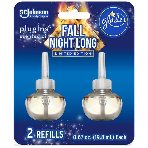 Order Glade Fall Night Long  Plug In Refills, Electric Scented Oils, Limited Edition Fall Night Long - 0.67 oz x 2 pack food online from Walgreens store, Warrenville on bringmethat.com