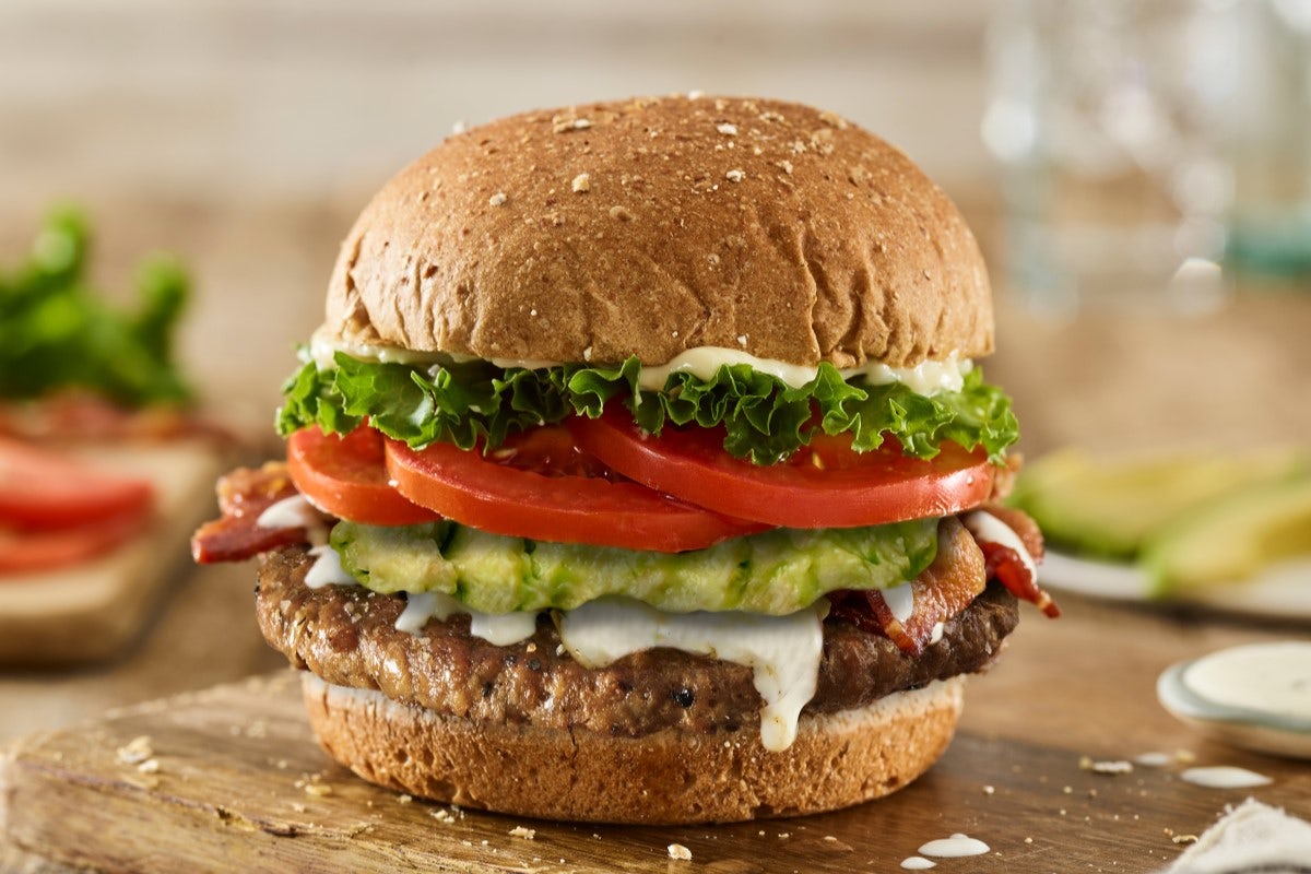 Order AVOCADO BACON CLUB PLANT-BASED BURGER food online from Smashburger store, New Providence on bringmethat.com