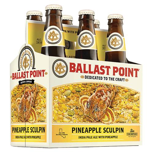 Order Ballast Point Pineapple Sculpin IPA - 12 oz Bottles/6 Pack food online from Bottle Shop & Spirits store, Los Alamitos on bringmethat.com