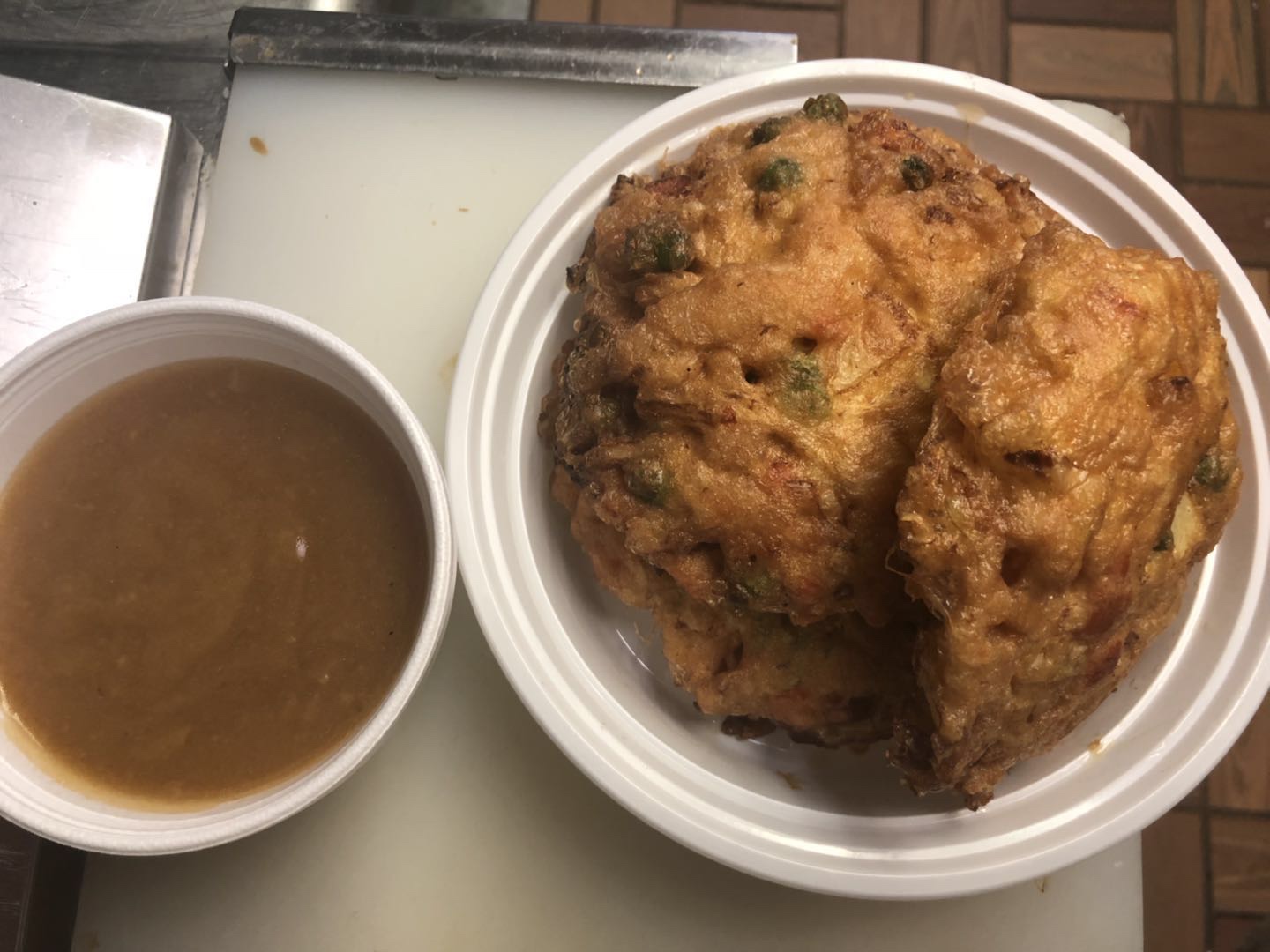 Order 95. Chicken Egg Foo Young  food online from Great Wall store, Rock Island on bringmethat.com