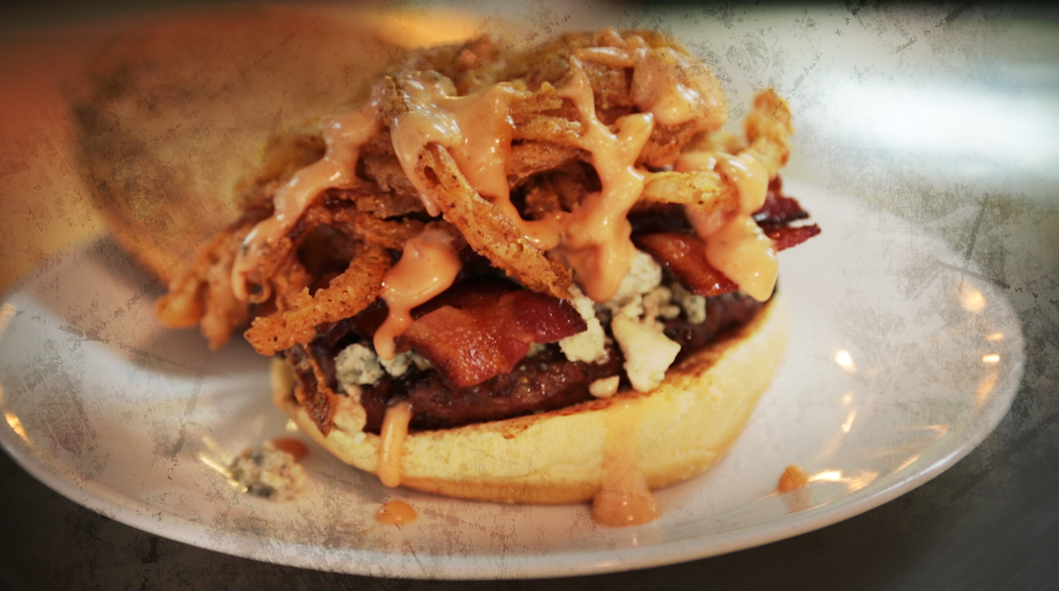 Order Bacon and Bleu Burger food online from Kirk Steakburgers store, Campbell on bringmethat.com
