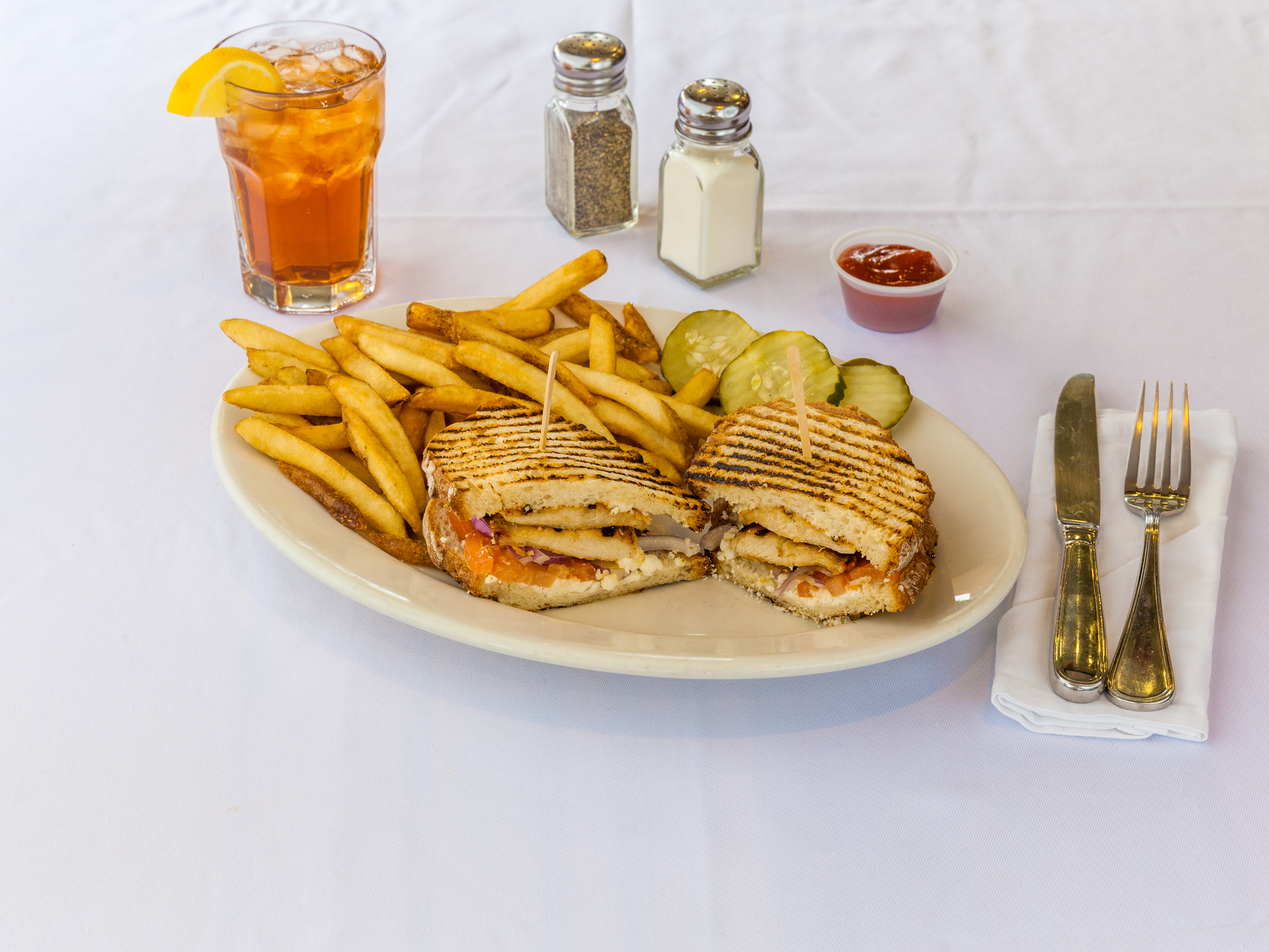 Order Grecian Chicken Panini food online from Hearty Cafe Pancake House store, Chicago on bringmethat.com