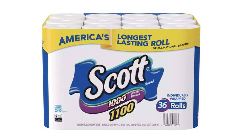 Order Scott - Bath Tissue - Single Roll White Unscented (Pack Of 36) food online from Route 7 Food Mart store, Norwalk on bringmethat.com