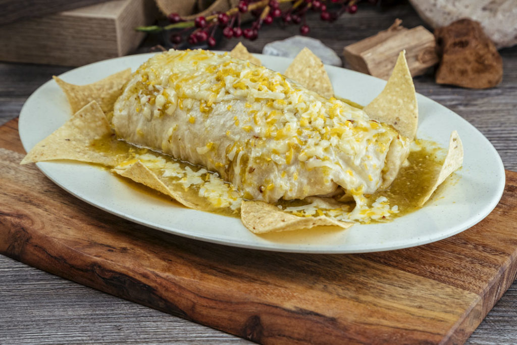 Order Wet Burrito Green Salsa food online from Tom #1 World Famous Chiliburgers store, Ontario on bringmethat.com