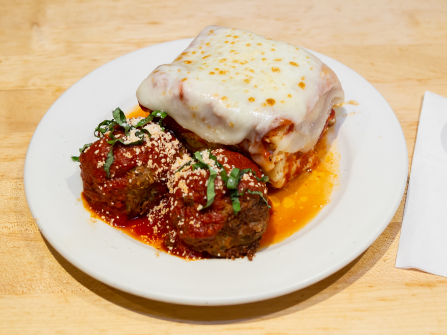 Order Lasagna with Meatballs food online from Prima Pasta Vino store, Chicago on bringmethat.com