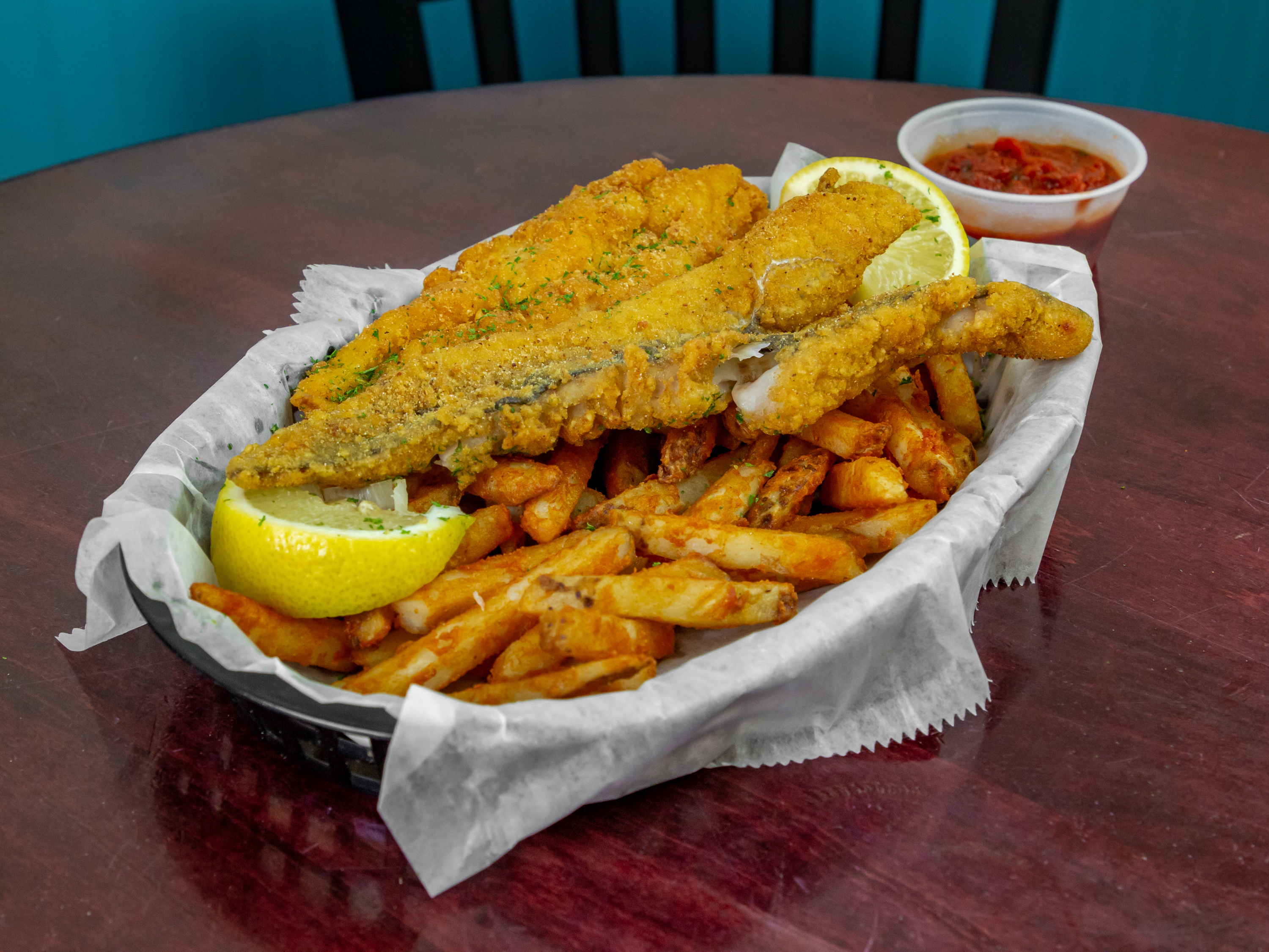 Order 2 Piece Fried Fish Combo food online from Ballistic Shrimp store, Albany on bringmethat.com