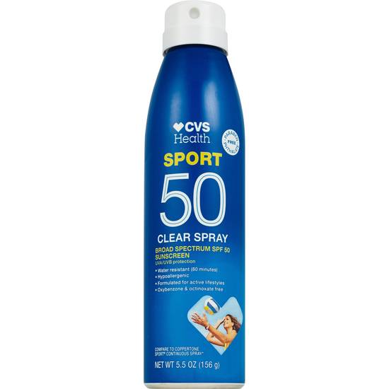 Order CVS Health Sport Clear Broad Spectrum Sunscreen Spray 5.5 OZ, SPF 50 food online from CVS store, FRANKFORT on bringmethat.com