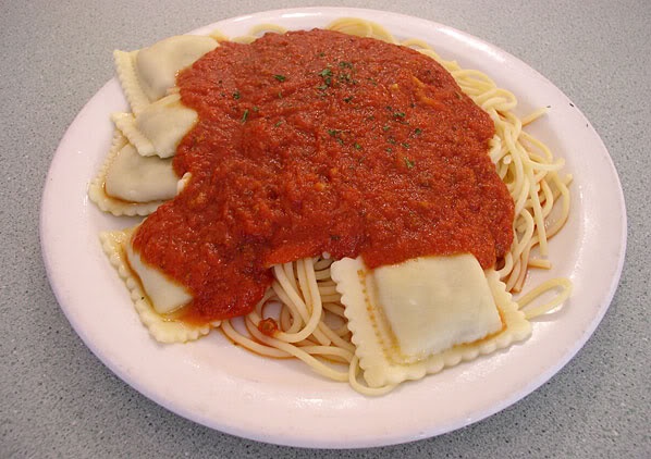 Order Spaghetti and Ravioli Combo food online from Cybelles Pizza Restaurants store, Daly City on bringmethat.com