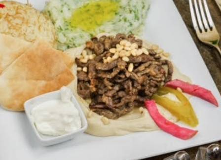 Order Hummus with Beef Shawarma food online from Dvine Mediterranean store, Corona on bringmethat.com