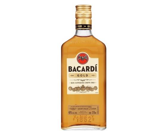 Order Bacardi Gold Rum, 375mL bottle (40% ABV)  food online from Moby Liquor store, Los Angeles on bringmethat.com