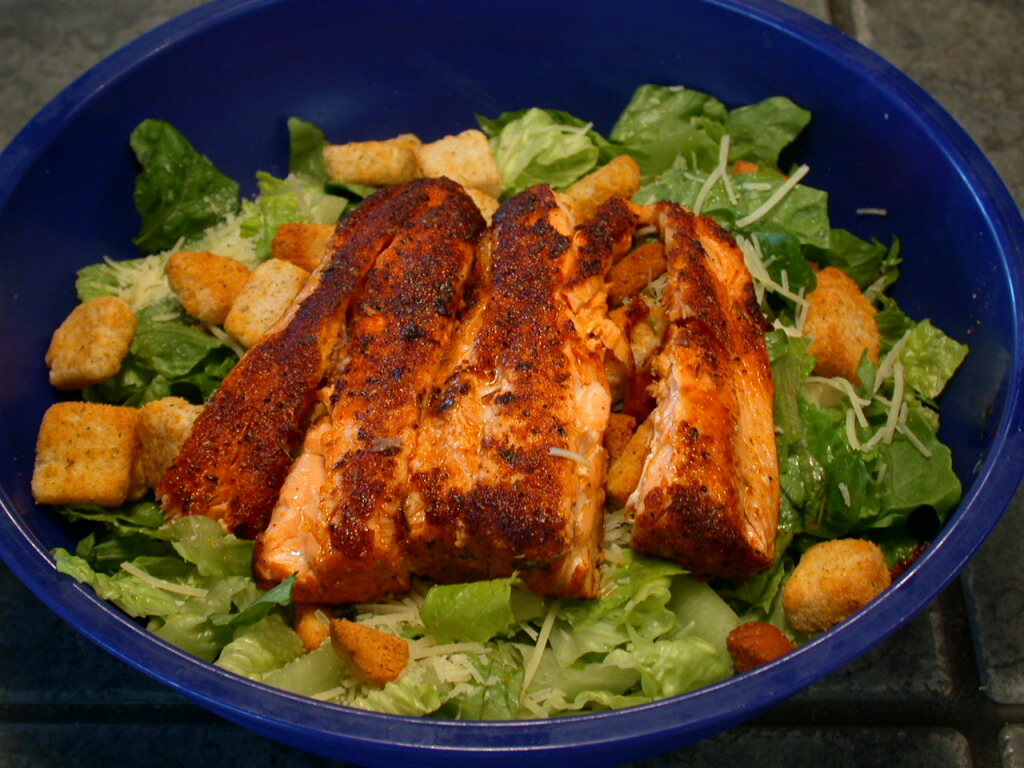 Order Cajun Salmon Caesar Salad food online from Fishermans Market & Grill store, La Quinta on bringmethat.com