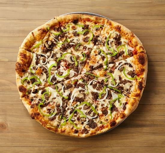 Order Steak and Cheese Pizza - Med 12" food online from Johnny's New York Style Pizza store, Dallas on bringmethat.com