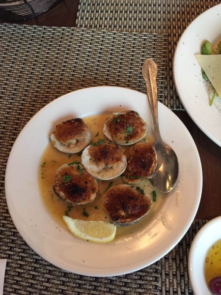 Order 6 Piece Baked Clam with Lemon Sauce food online from Acquista Trattoria store, Fresh Meadows on bringmethat.com