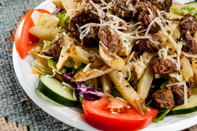 Order Steak and Fries Salad food online from Greek Fiesta store, Cary on bringmethat.com