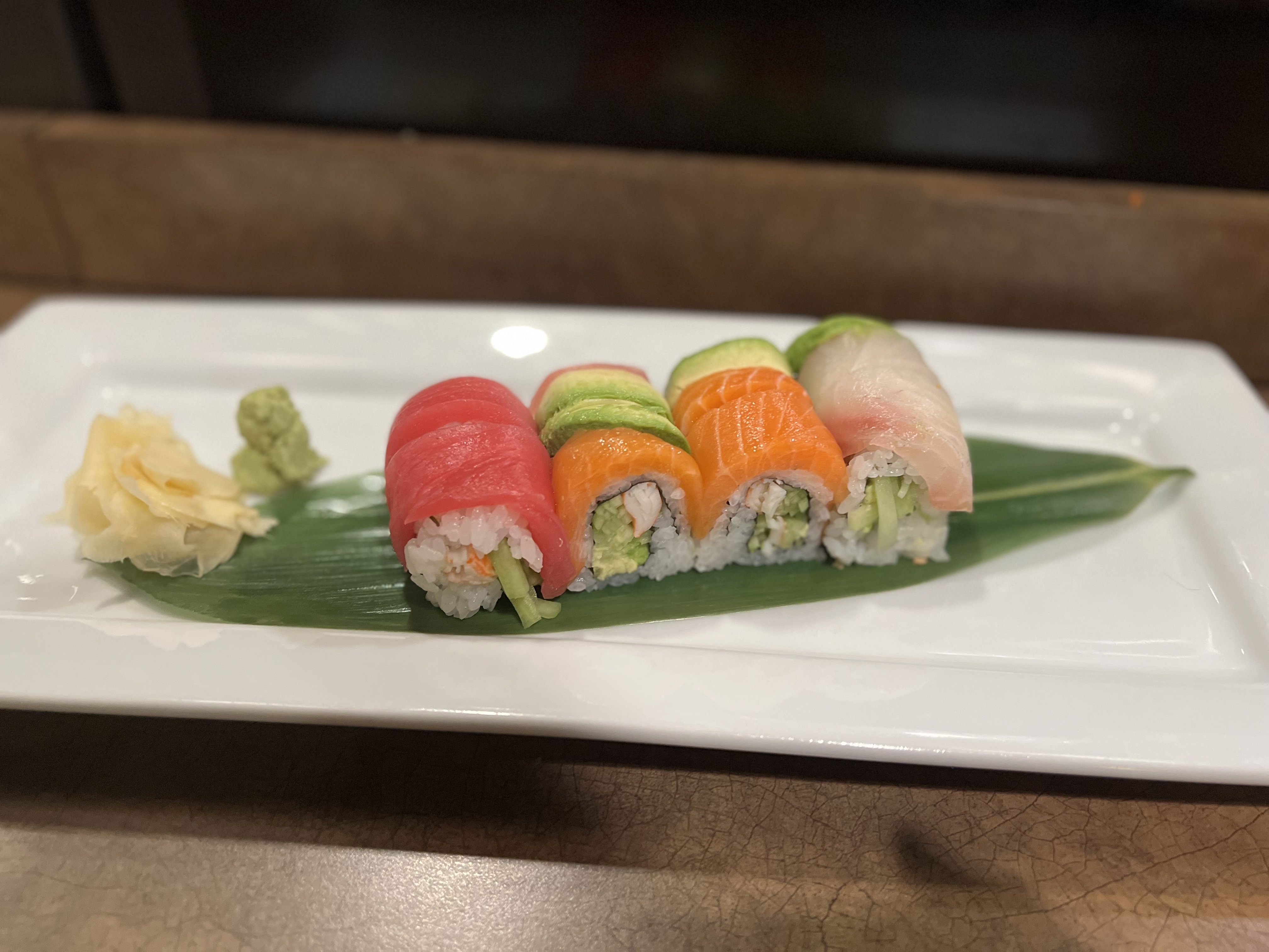 Order Rainbow Roll food online from Bluefin Steak House & Sushi store, Howell on bringmethat.com