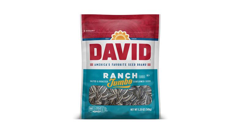 Order DAVID Roasted and Salted Ranch Jumbo Sunflower Seeds food online from Route 7 Food Mart store, Norwalk on bringmethat.com