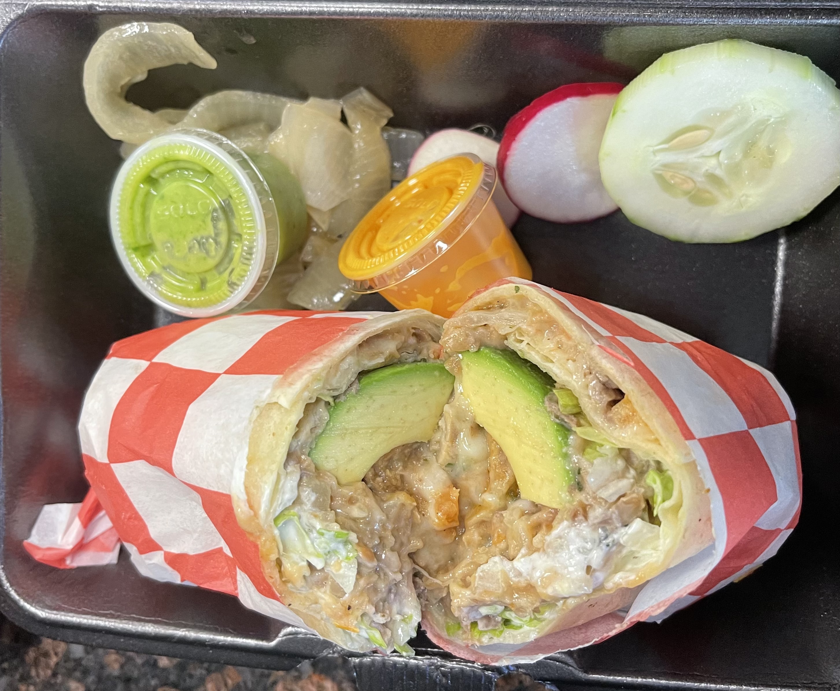 Order Tinga Burrito food online from La Catrachita Food Truck store, Philadelphia on bringmethat.com