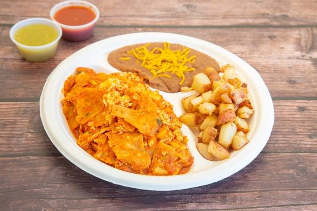 Order Chilaquiles with Eggs food online from Sombrero Mexican Food store, San Diego on bringmethat.com